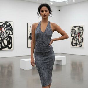 NWT $148 REVOLVE RUMORED Riptide midi knit halter dress Montauk